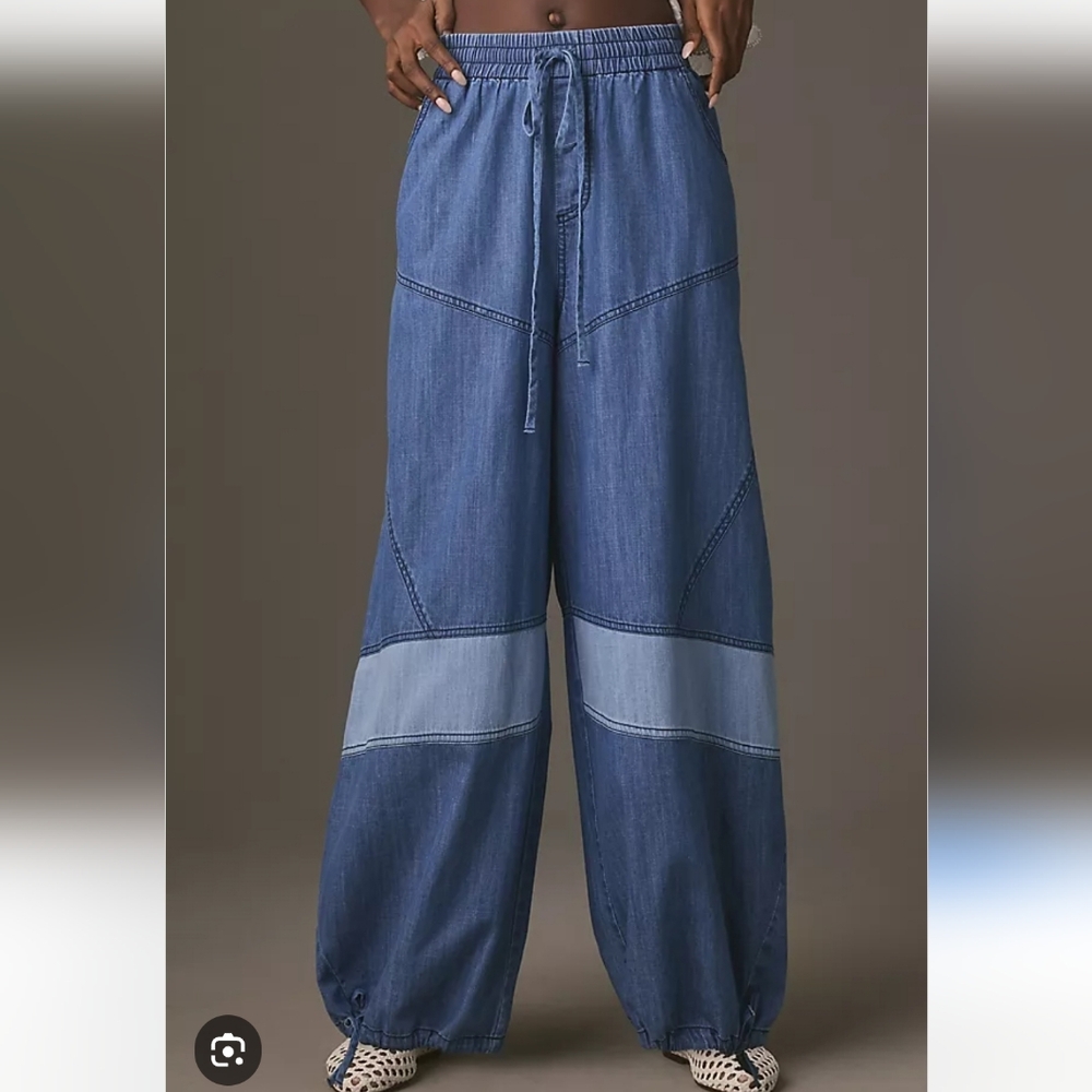 Pilcro High Rise Pull On Joggers Blue Denim - Picture 3 of 10